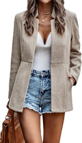 CCTOO Women's Long Sleeve Open Front Blazer - Versatile Work Trench
