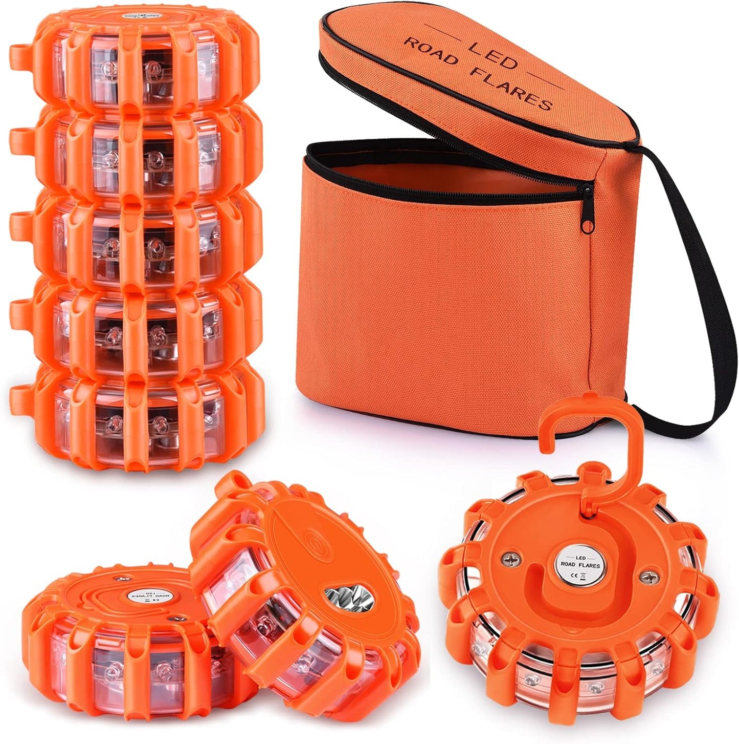 8 Pack LED Road Flares for Emergency Situations and Safety