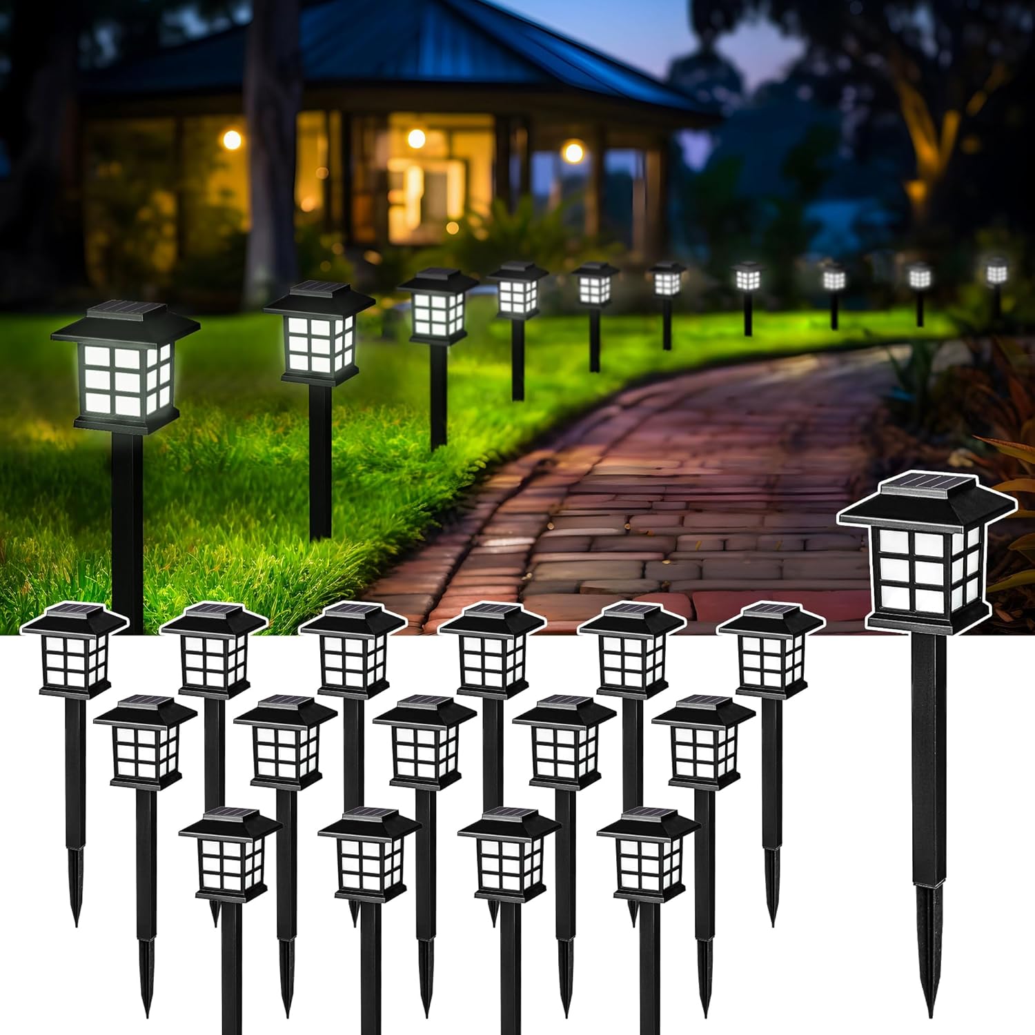 SOLPEX Solar Path Lights - 16 Pack for Garden and Yard Use