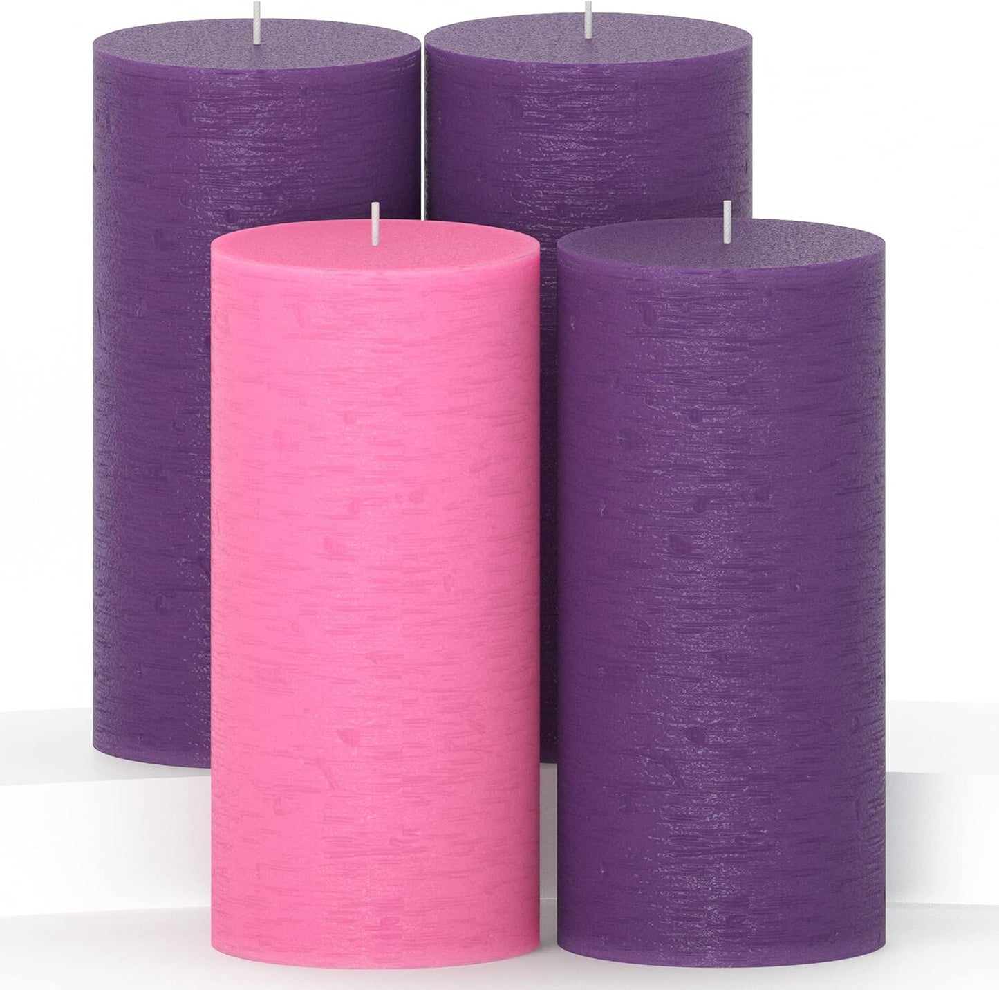 CANDWAX Advent Pillar Candles Set of 4 - Long Burning Dripless