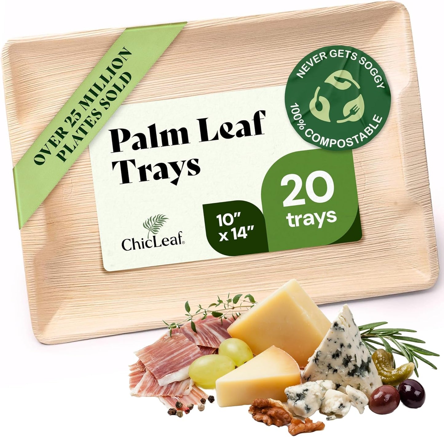 Chic Leaf Palm Leaf Trays for Parties - Eco-Friendly Disposable Plates