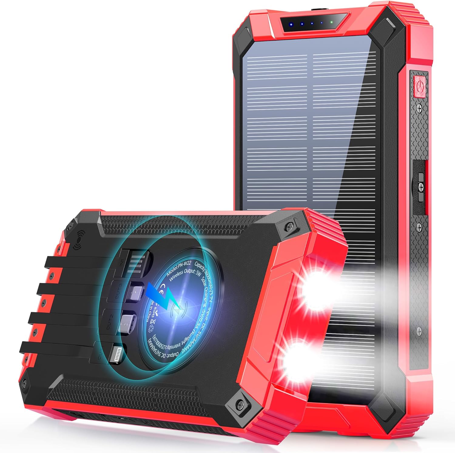 36000mAh 6Output 15W Fast Solar Power Bank