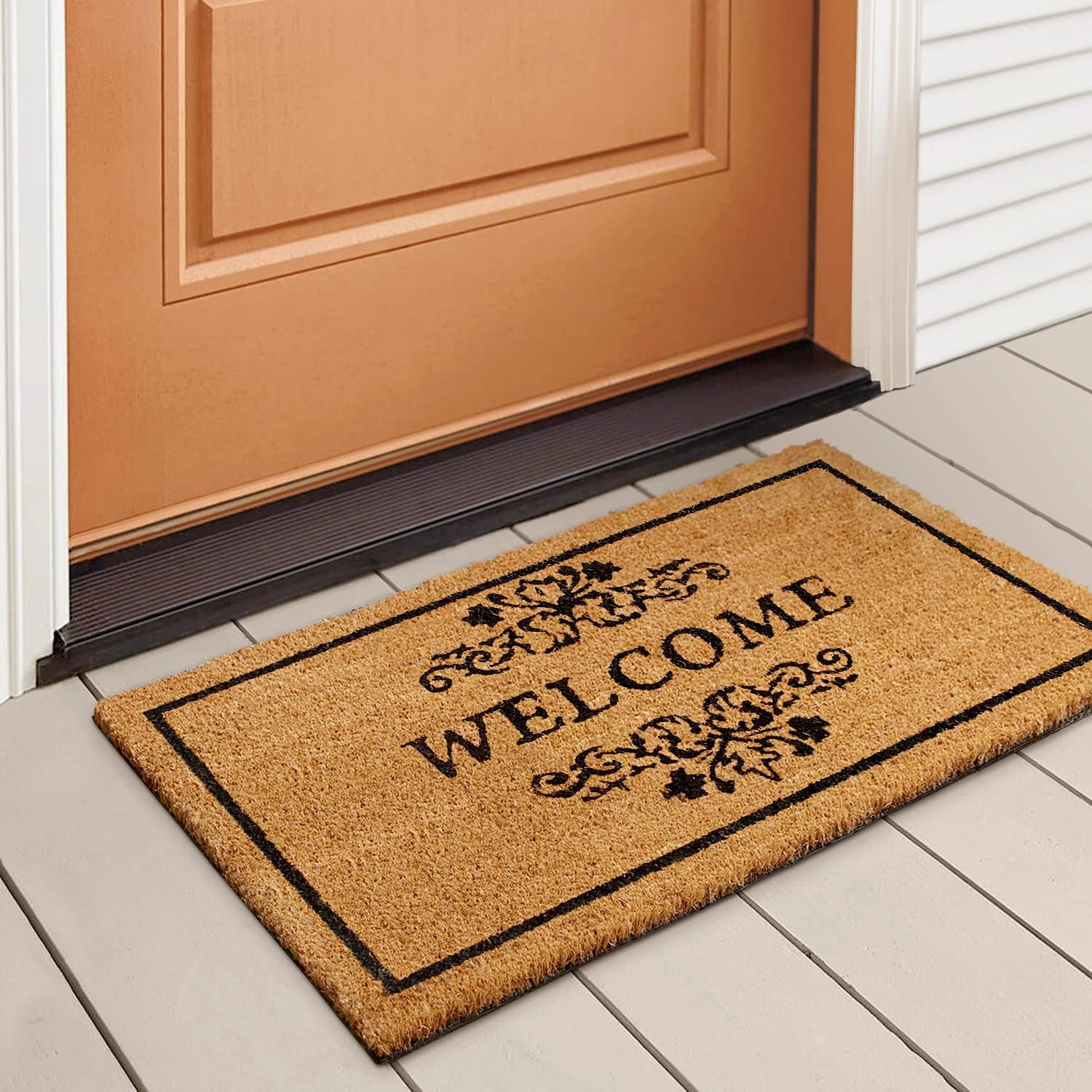 LuxUrux Welcome Mats Outdoor Coco Coir Doormat for Entryways