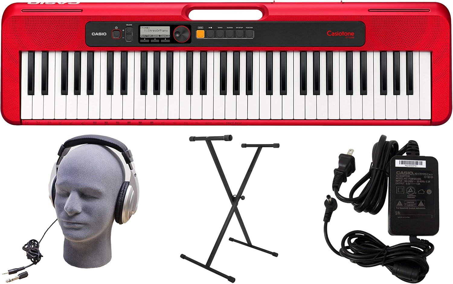 Casio CT-S200RD 61-Key Premium Keyboard Pack with Stand & More