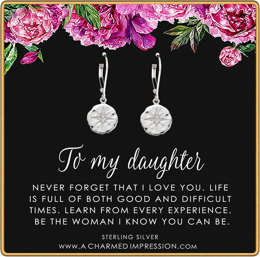To My Daughter Inspirational Jewelry Starburst Earrings Gift