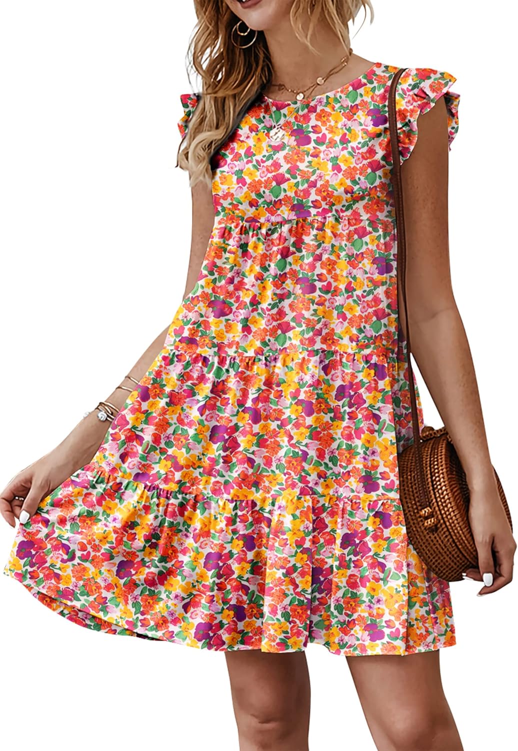 KIRUNDO Women's Summer Dresses: Flowy Mini Babydoll Style