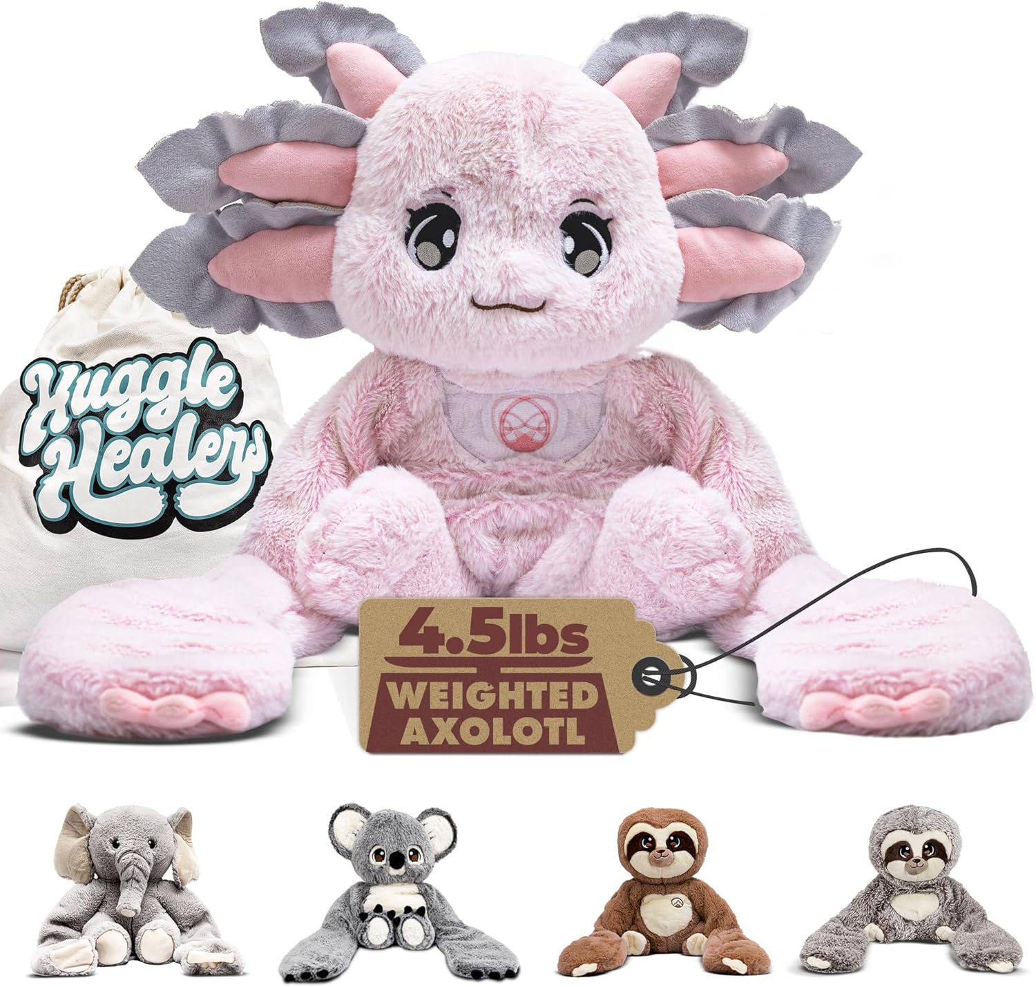 Weighted Stuffed Animals for Hugs - 40 Inch Plush Axolotl