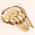 Matte Gold Flatware Set with Hexagon Handle - 20 Piece Service for 4