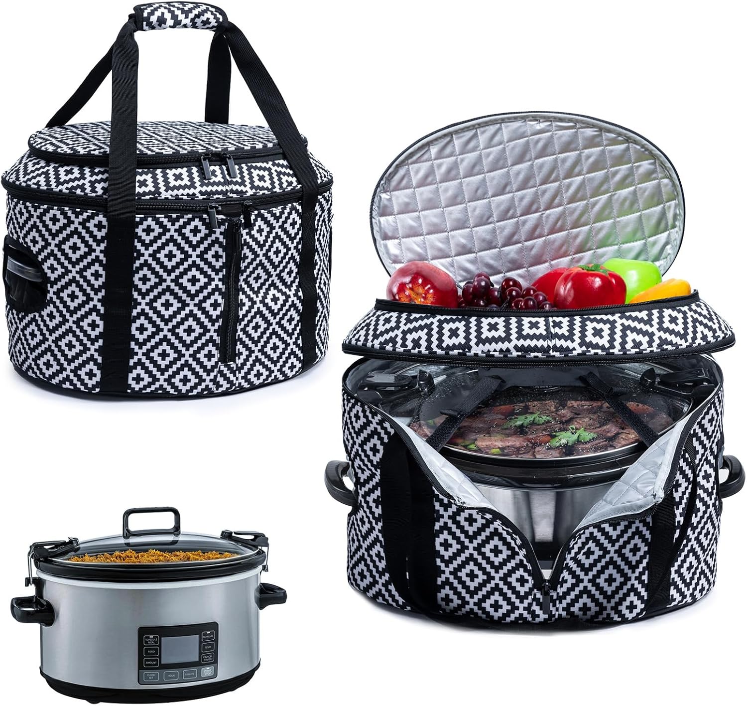 BAGSPRITE Double-layer Slow Cooker Carrier for 6-8 Quart Pots
