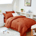 Burnt Orange Twin XL Comforter Set Seersucker 5 Piece - All Season