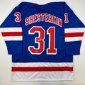 Facsimile Autographed Igor Shesterkin New York Blue Reprint Jersey