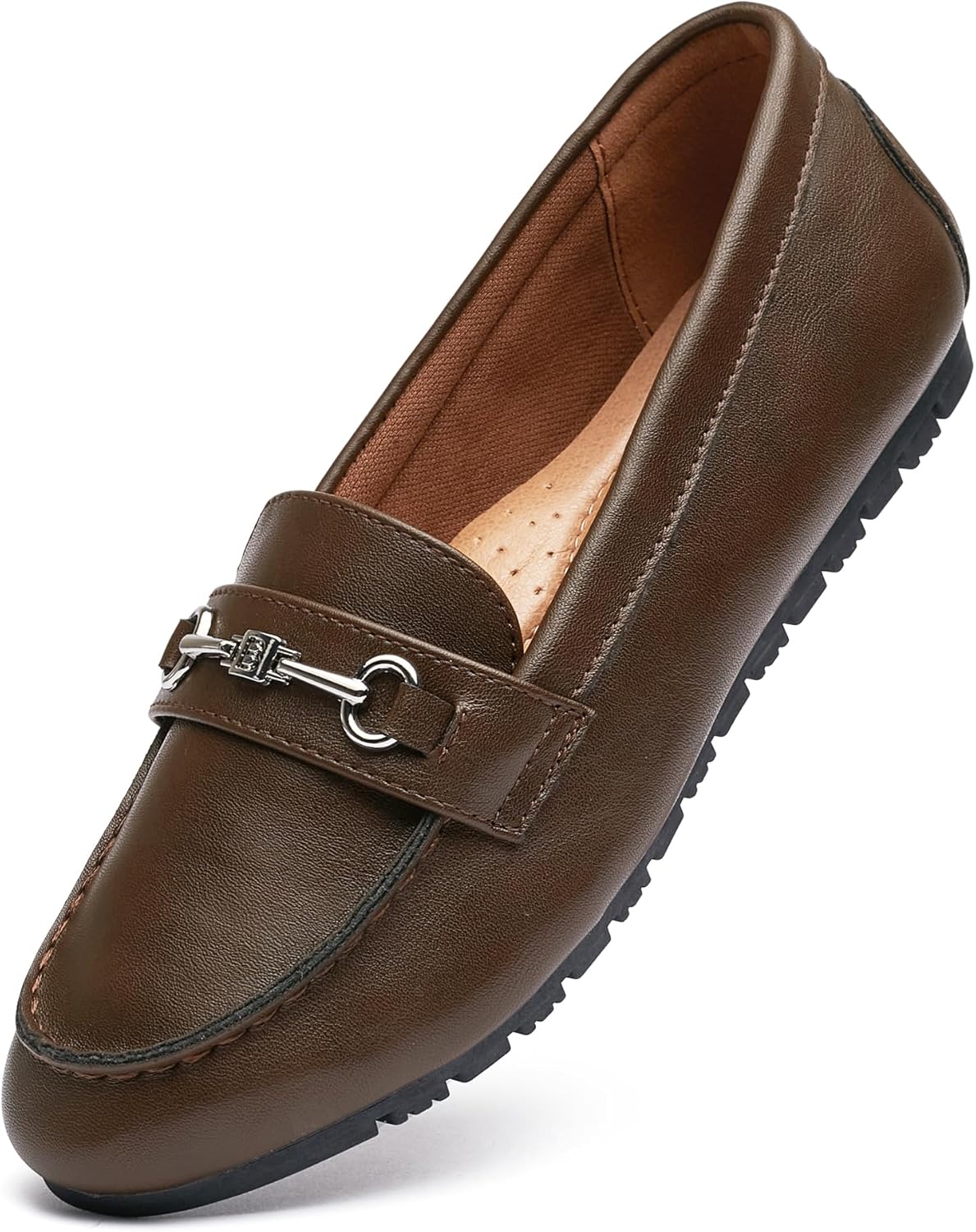 Women's Wide Loafers Casual Slip on Flat Shoes for Comfort