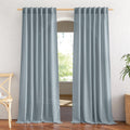 NICETOWN Linen Blend Mist Blue Curtains for Living Room - Semi Sheer