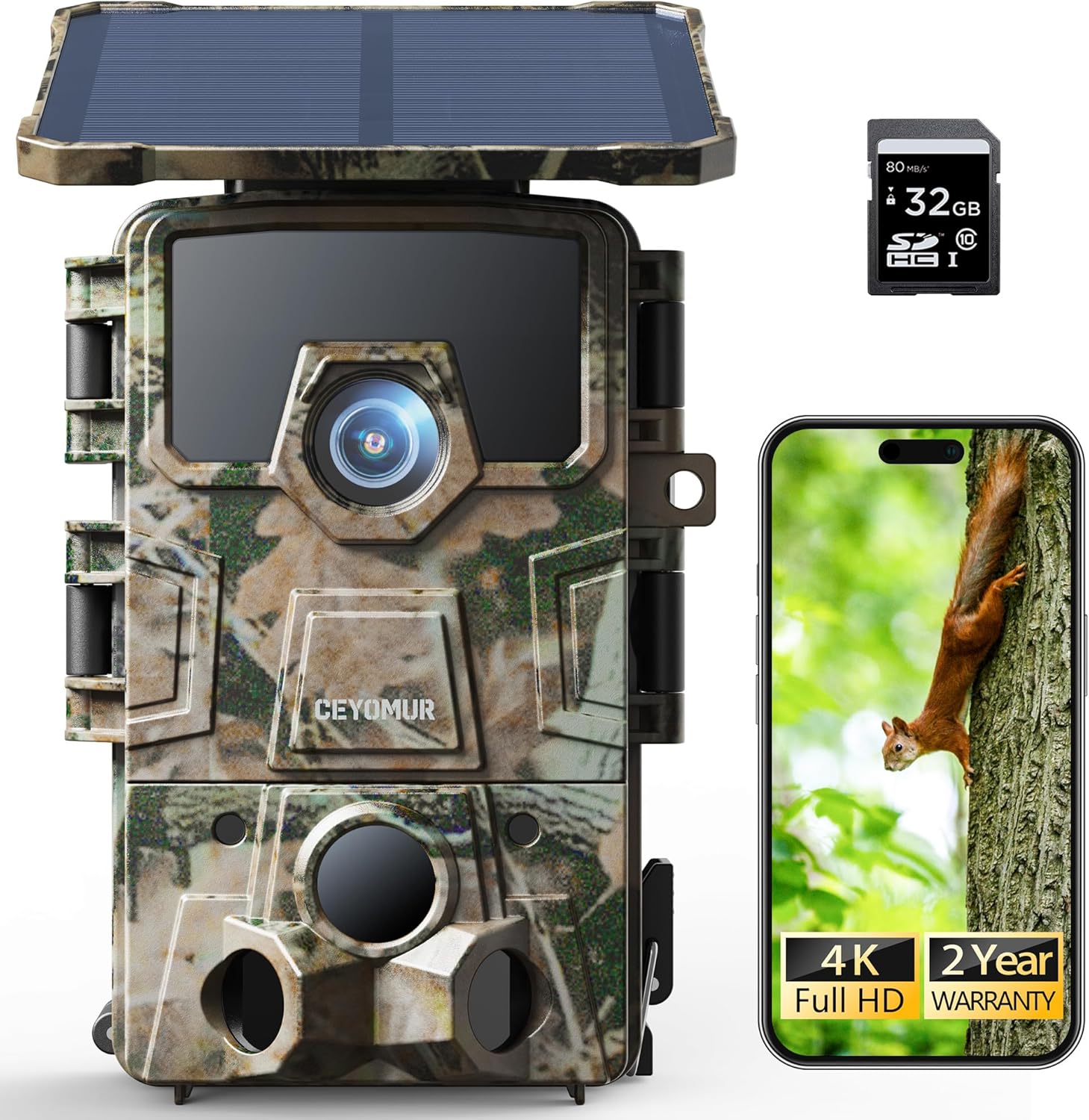 CEYOMUR 4K Solar Trail Camera - Enhanced Wildlife Observation