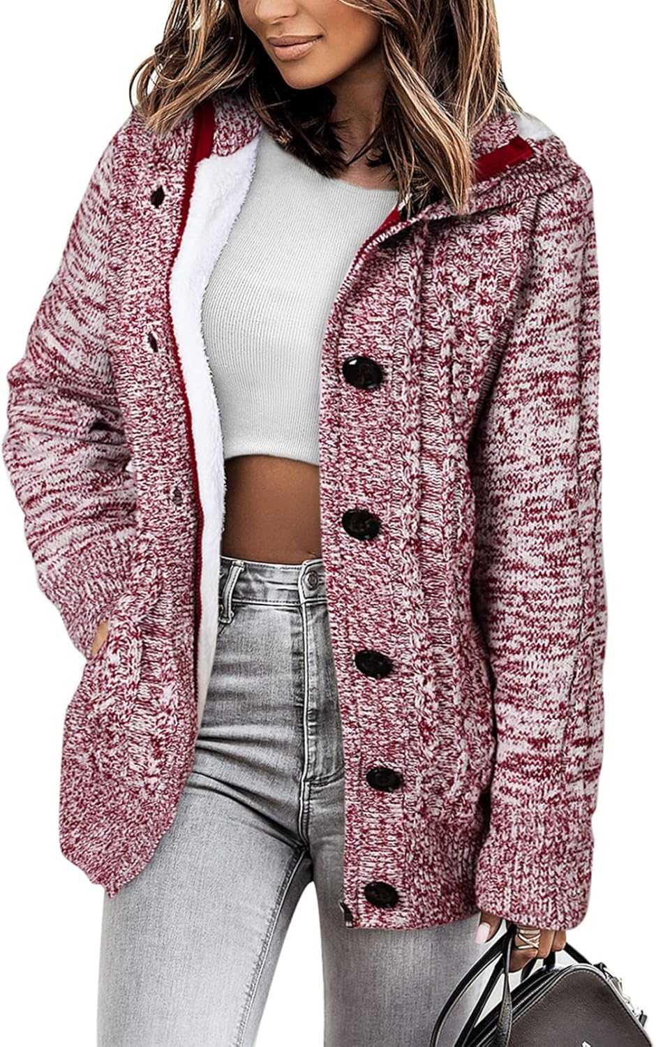 Fleece Lined Hooded Cardigans for Women - Cozy Winter Sweater