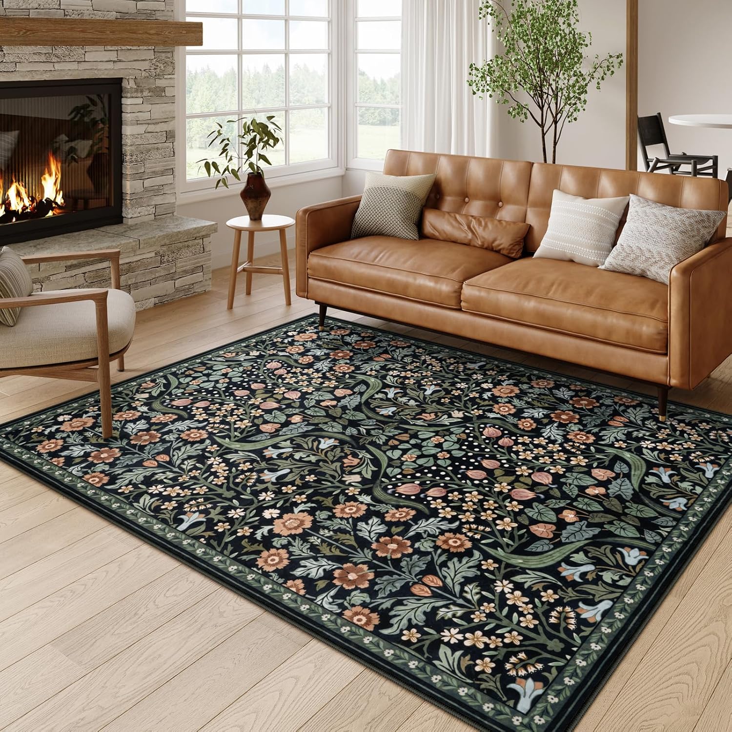 Moynesa Floral 5x7 Area Rug for Living Room and Bedroom