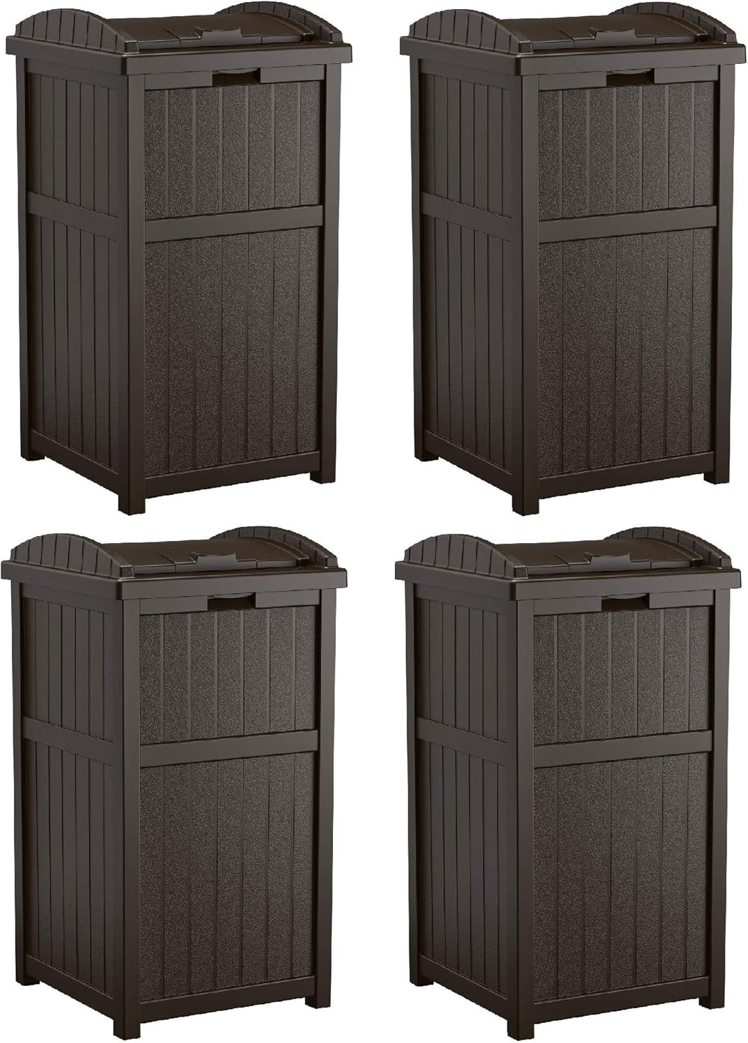 Suncast Trash Hideaway Outdoor Patio 33 Gal Garbage Bin Pack