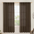 LAMIT Dark Brown 72 in Linen Curtains for Living Room - Light