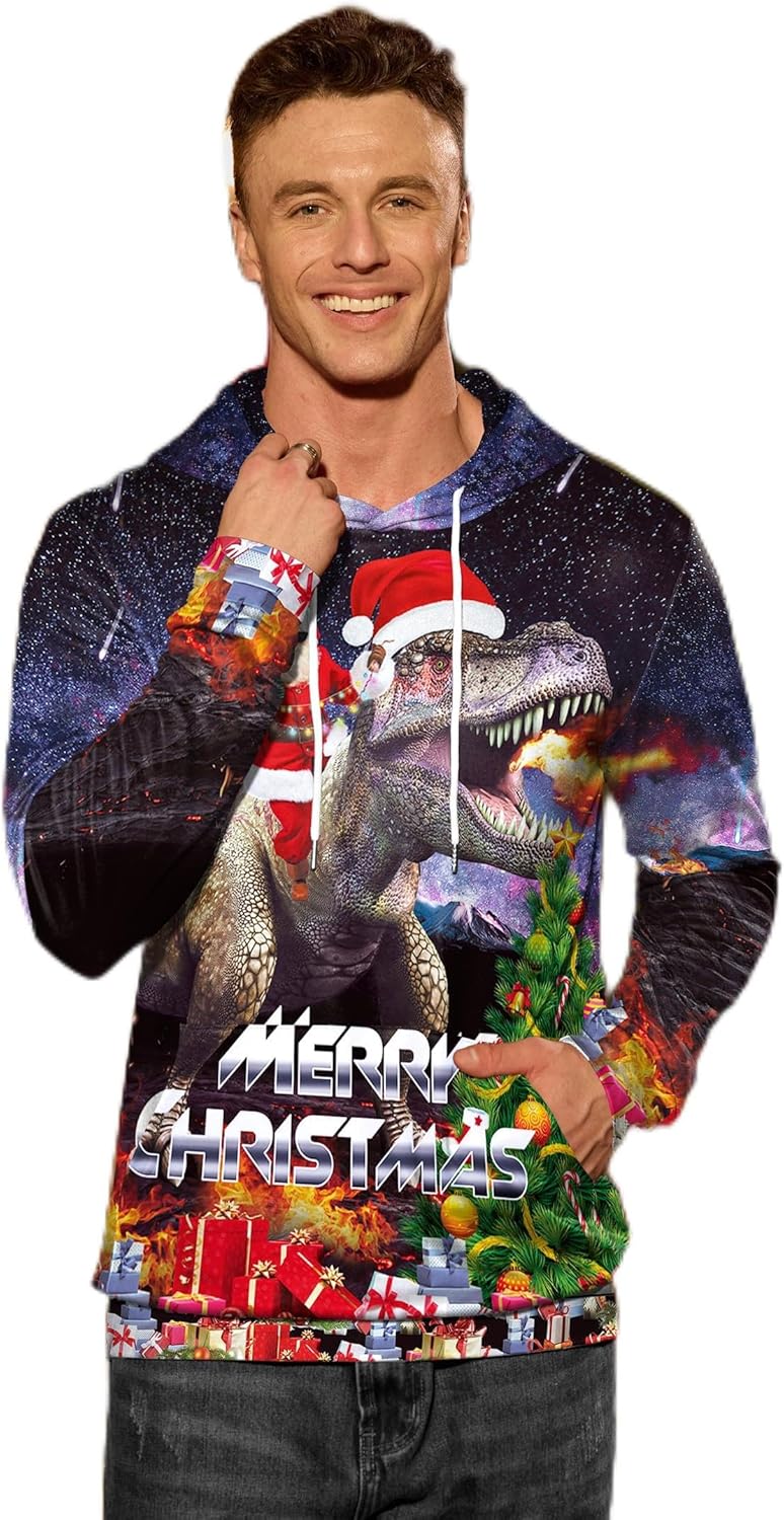 Funny Christmas Hoodies for Men - 3D Printed Pullover Style