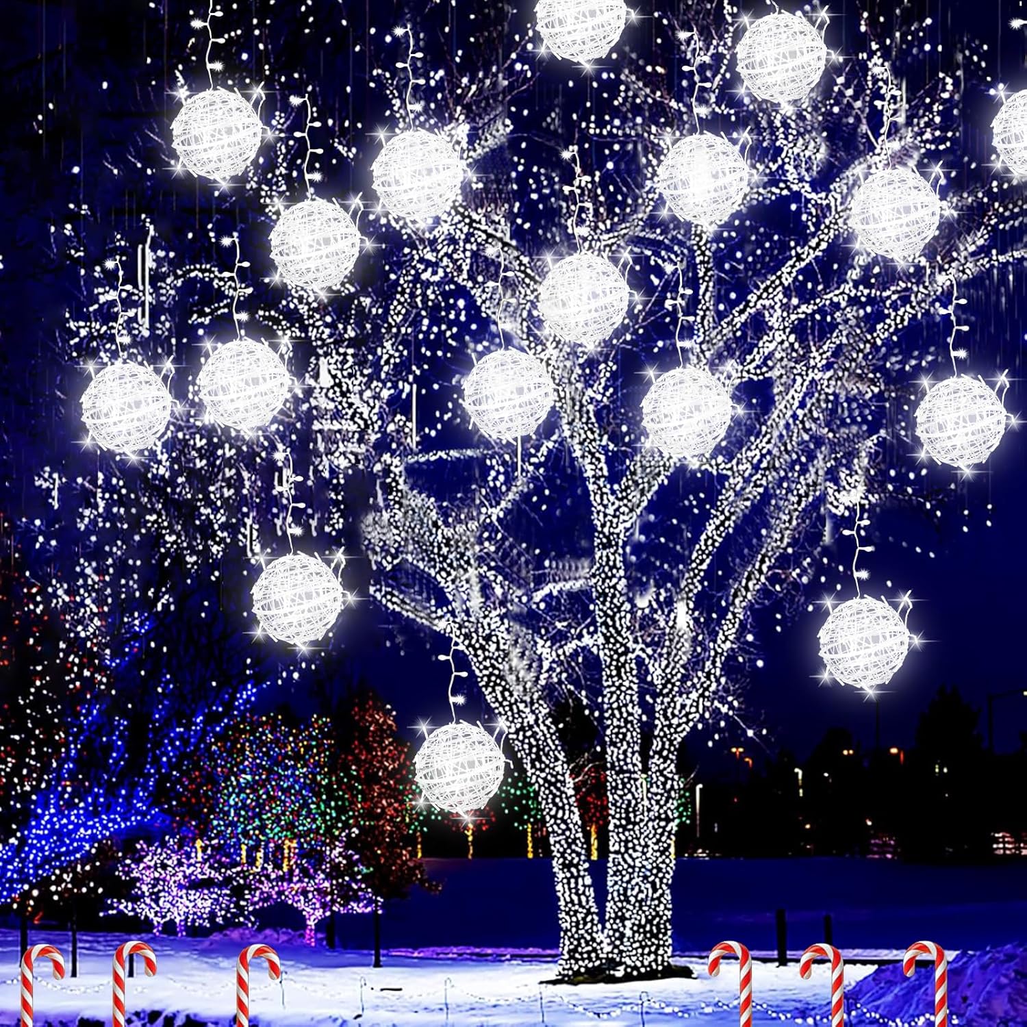 Outdoor Christmas Balls Lights for Festive Garden Decor