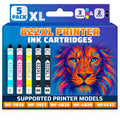 Reluen 822XL Printer Ink Cartridges 5-Pack - High Capacity Black