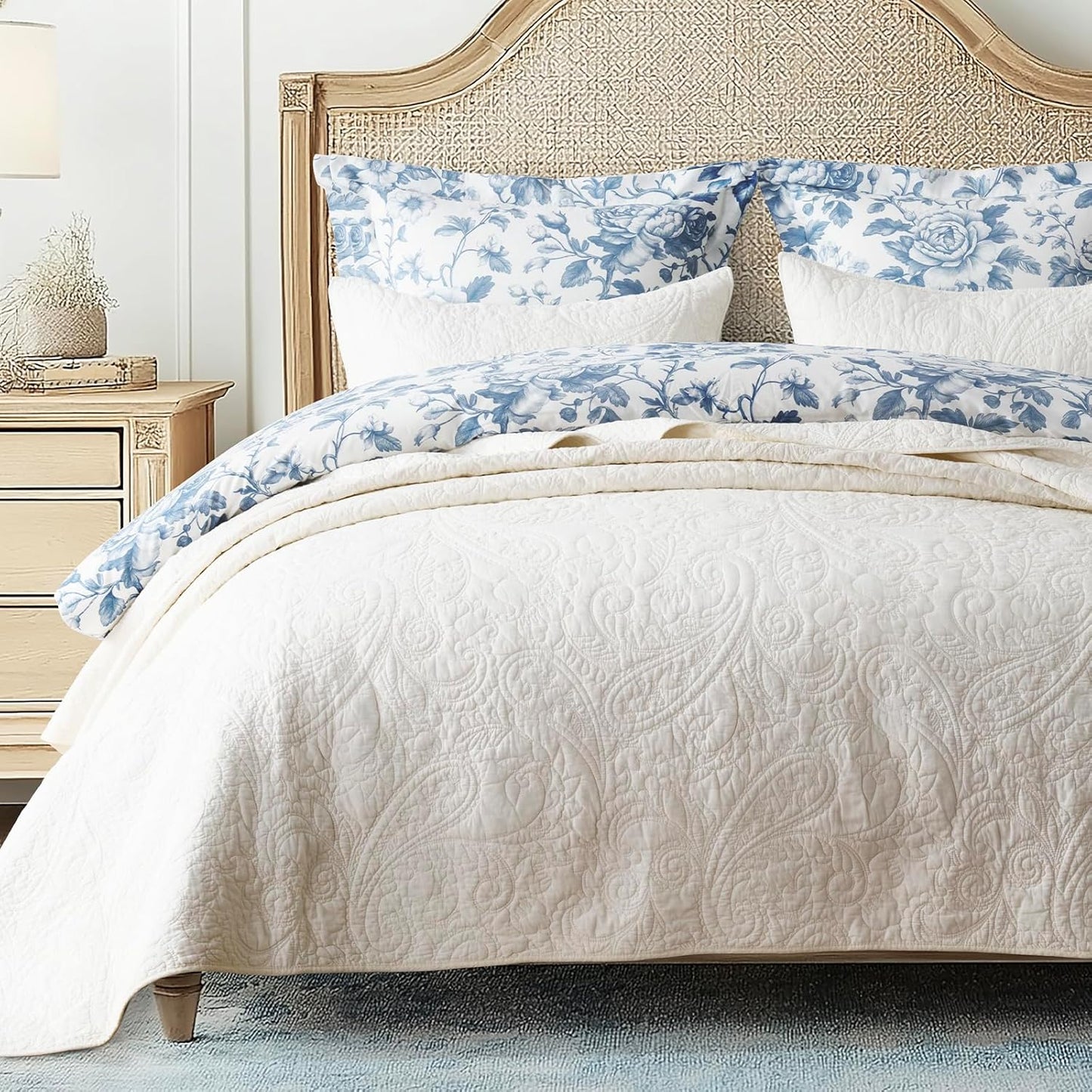 100% Cotton Paisley Quilt Set for King Size Beds - Elegant Comfort