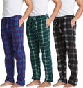 Men's Pajama Pants 3 Pack - Cozy Fleece-Lined Plaid Lounge Bottoms
