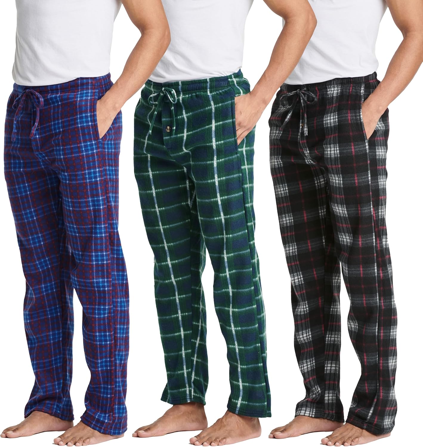 Real Essentials Men's Pajama Pants - Cozy Fleece Lounge Bottoms