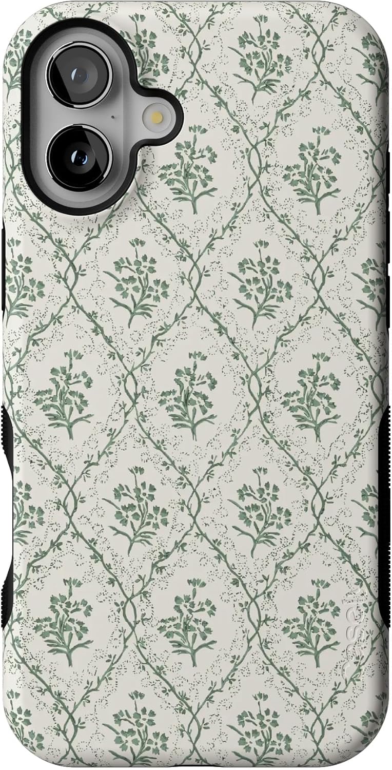 Casely iPhone 16 Plus Case - Sage Tapestry Floral Vines Design