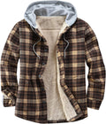 Cotton Plaid Shirt Jacket for Men with Warm Fleece Lining