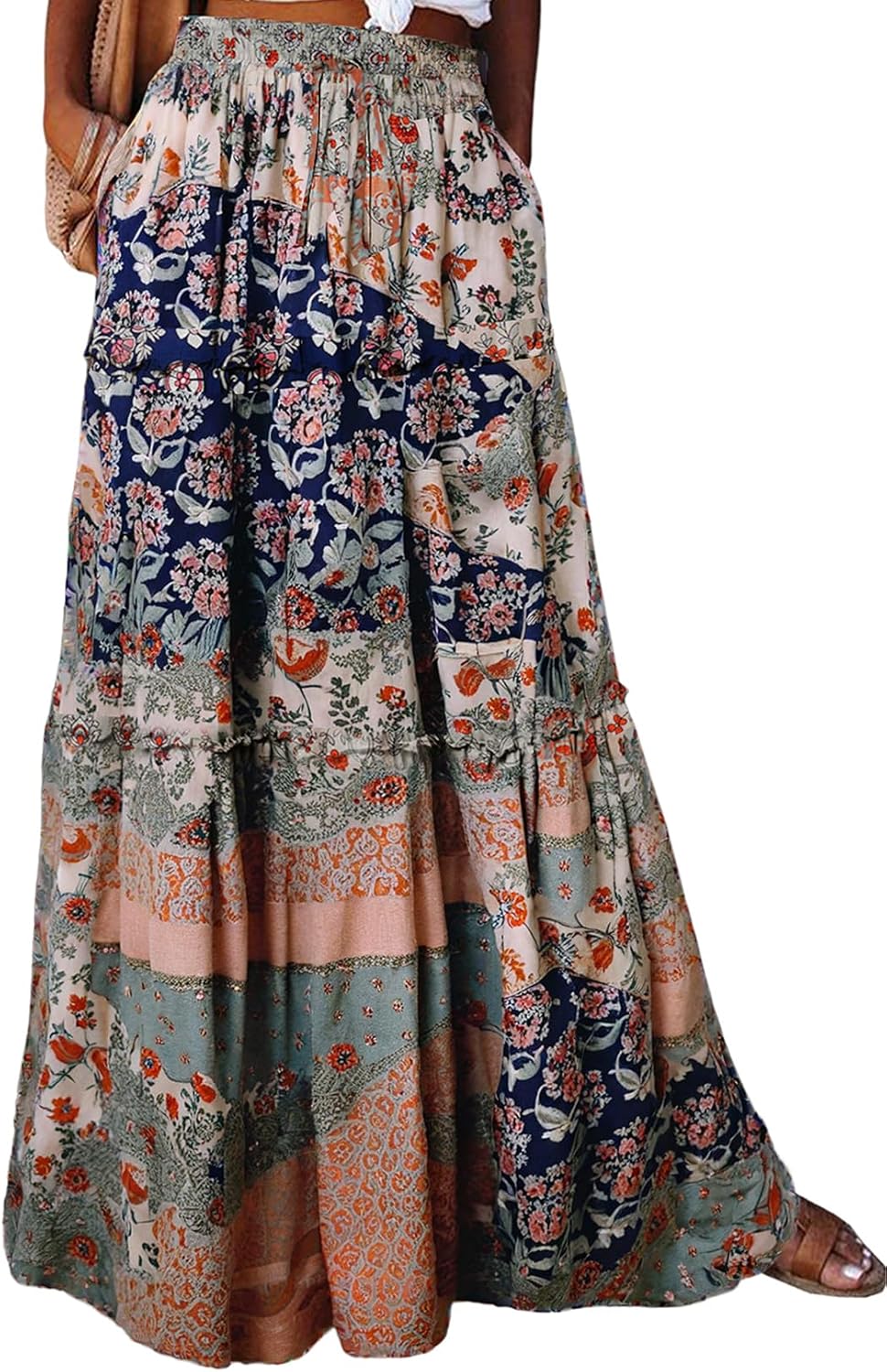 Boho Floral Print Maxi Skirt for Women - Elegant and Trendy