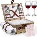 Wicker Picnic Basket for Two with Blanket and Cooler - Bridal Gift