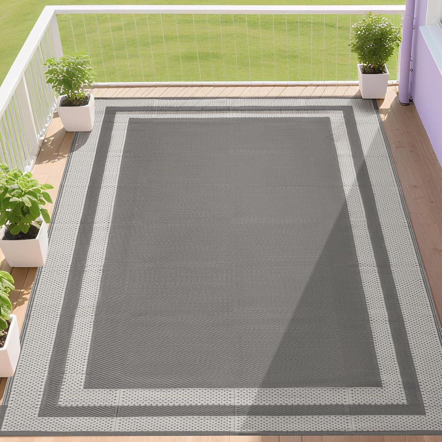 RURALITY Outdoor Rugs 6x9 Waterproof for Patios and More