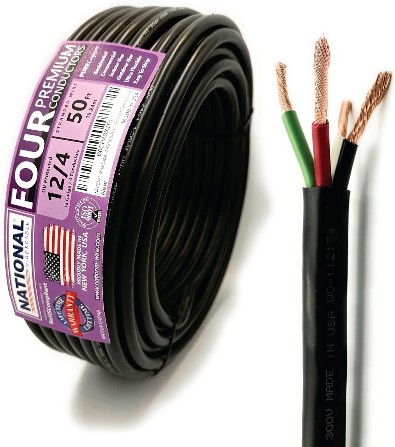 NATIONAL Wire & Cable 12 AWG 4-Conductor Copper Wire for Versatile Use