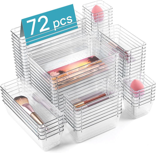 72 PCS Clear Drawer Organizers - Versatile Storage Solution