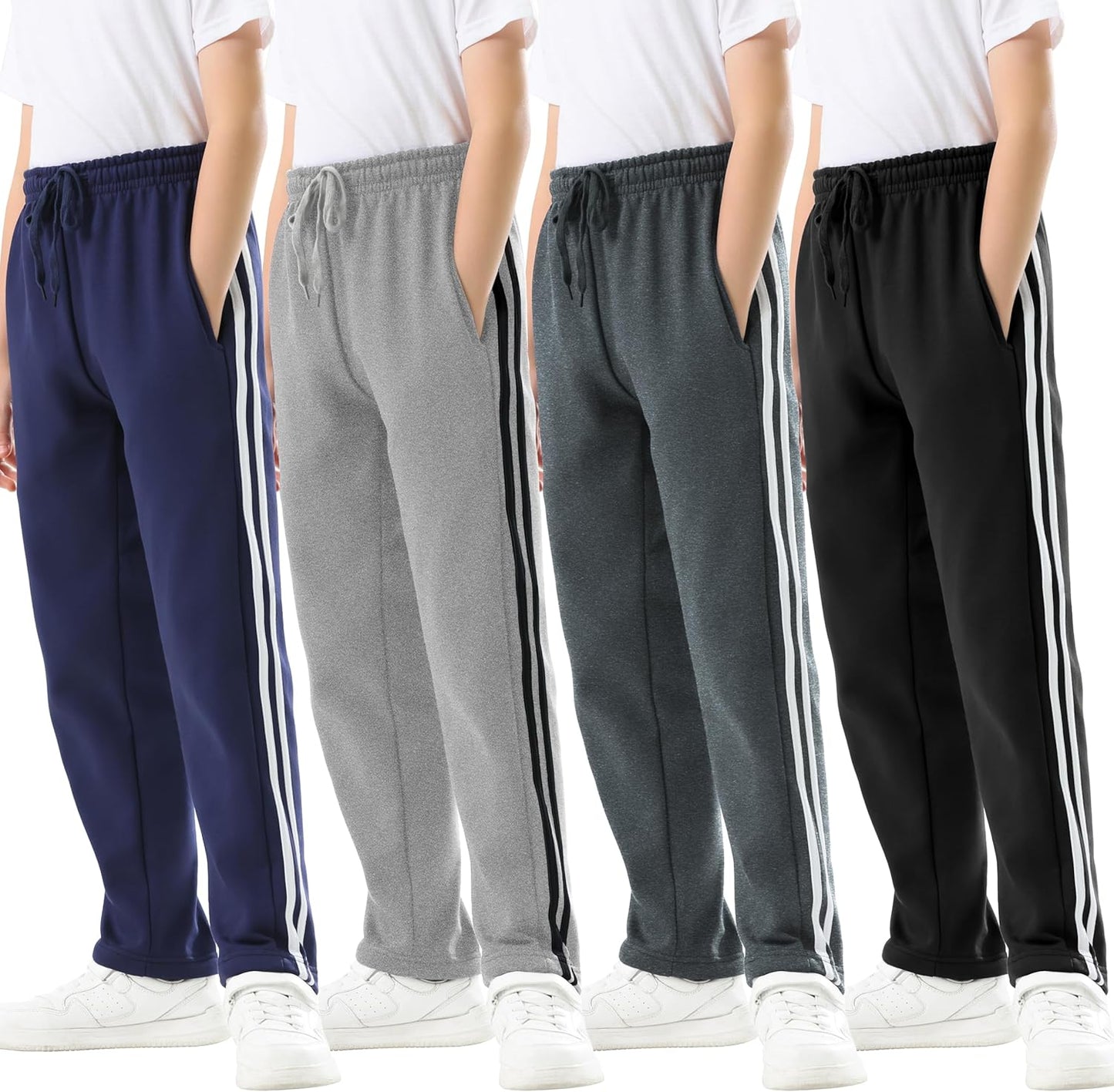 Boys Sweatpants 4 Pcs Soft Fleece Lined Joggers with Pockets
