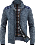Lamgool Men's Full Zip Sweater Knit Stand Collar Cardigan