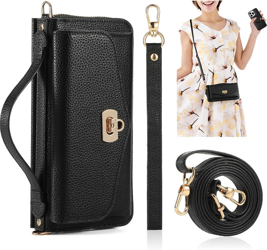 Crossbody Wallet Case for iPhone 16 Pro Max with RFID Blocking
