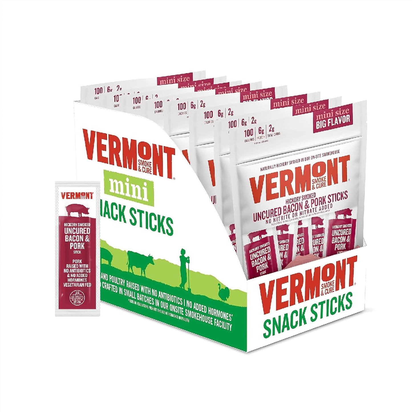 Hickory-Smoked Uncured Pork Bacon Sticks - Protein Snacks