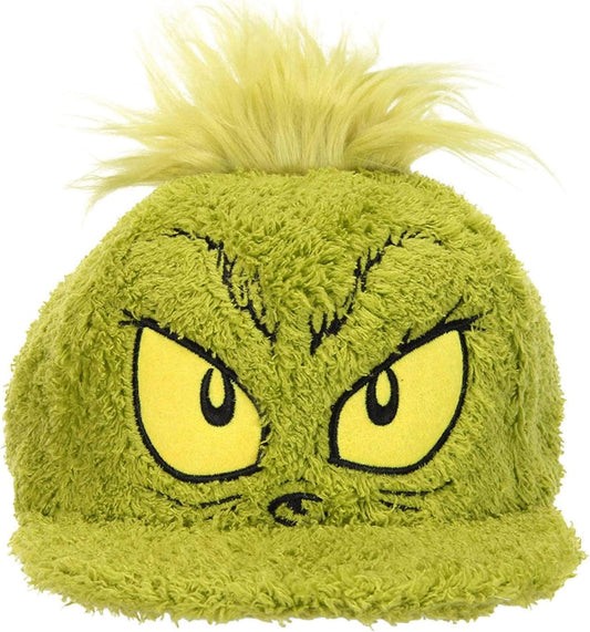 Fuzzy Grinch Snapback Hat | Green Fur Hair Costume Cap