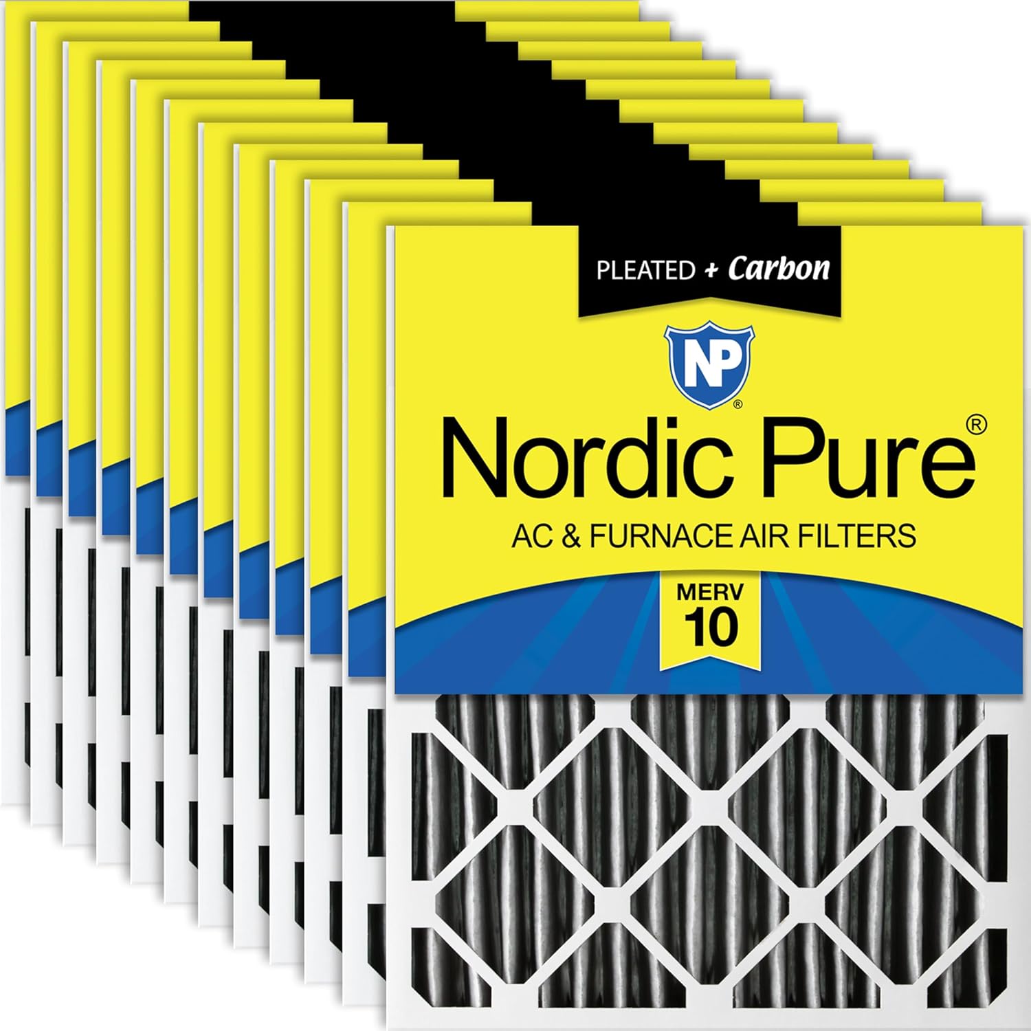 Nordic Pure 16x20x2 Furnace Air Filters with Carbon 12 Pack