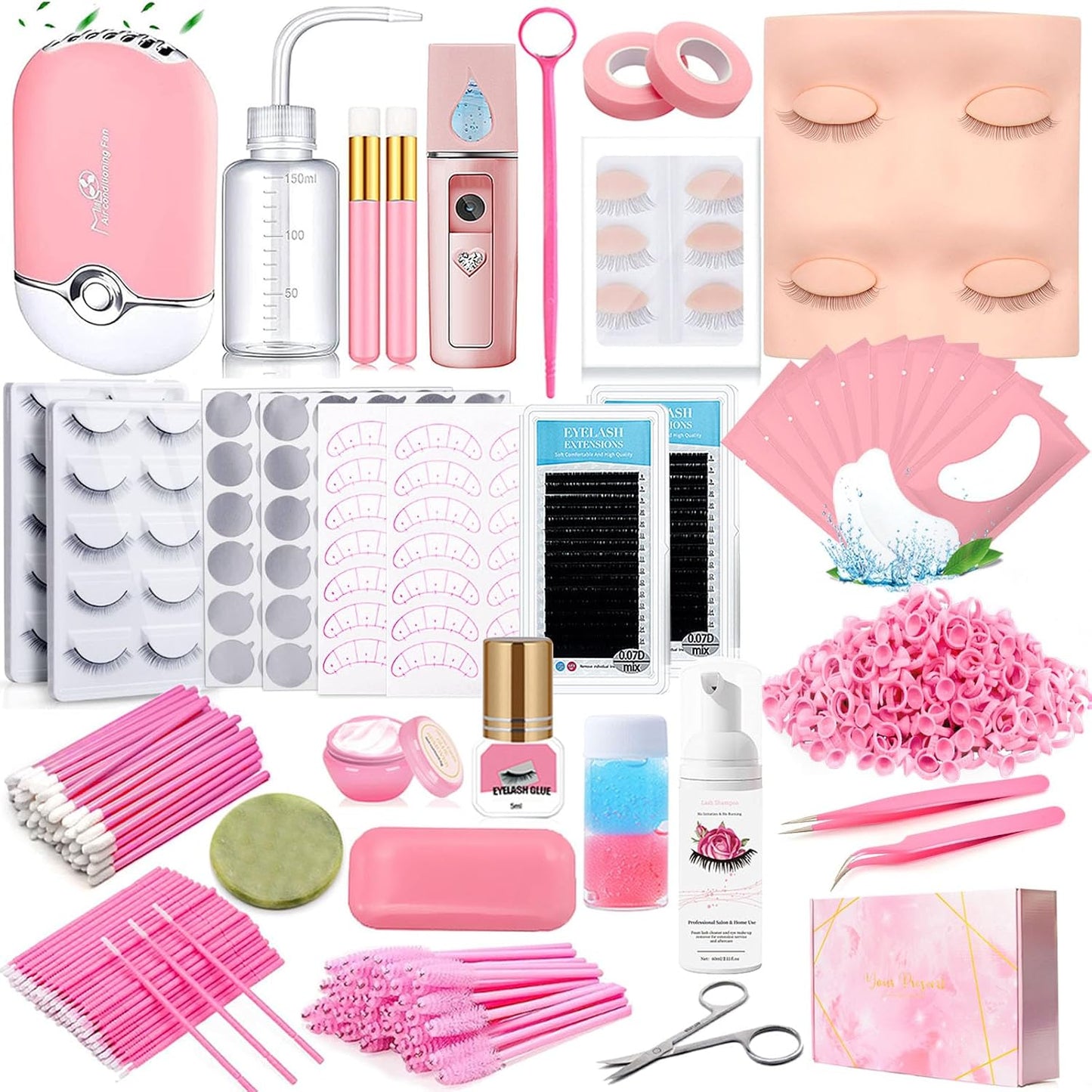 Lash Extension Kit for Beginners with Mannequin Head and Tools