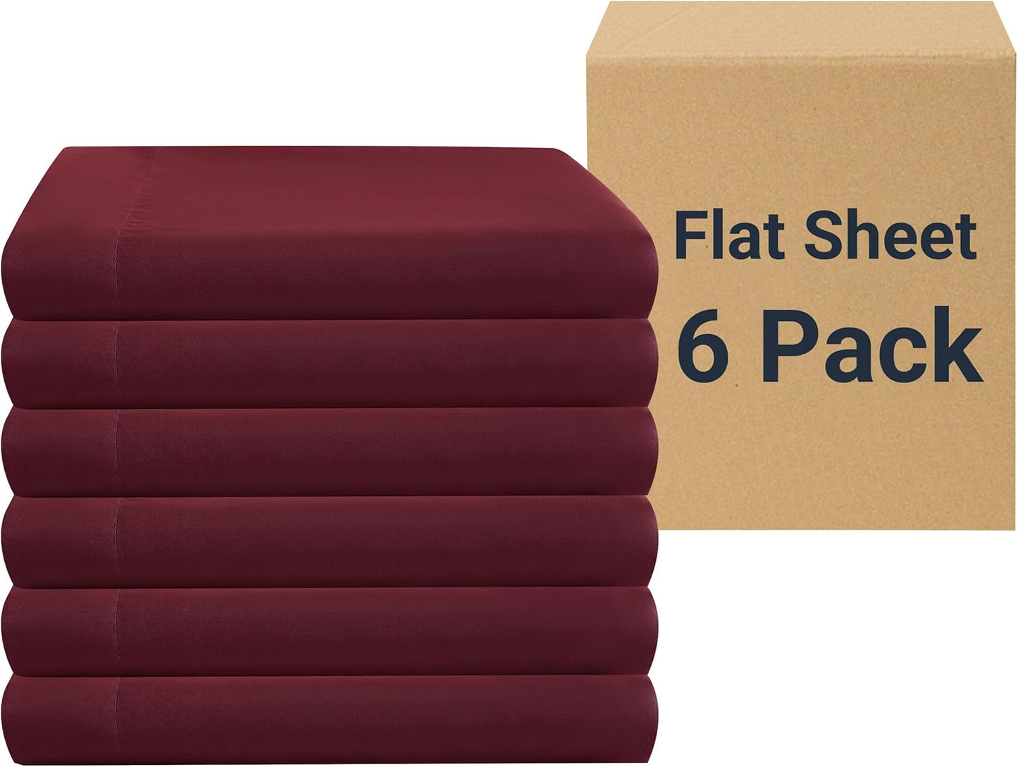ZPECC Queen Size Flat Sheets 6 Pack for Hotels and Rentals