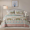 Cotton Bedspread Quilt Set Queen - Reversible Paisley Floral
