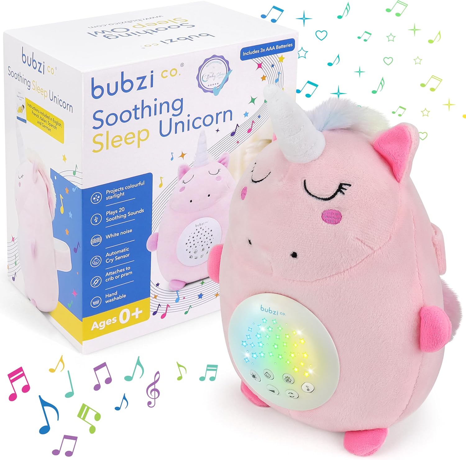 Bubzi Co Unicorn Baby Sound Machine & Night Light Projector