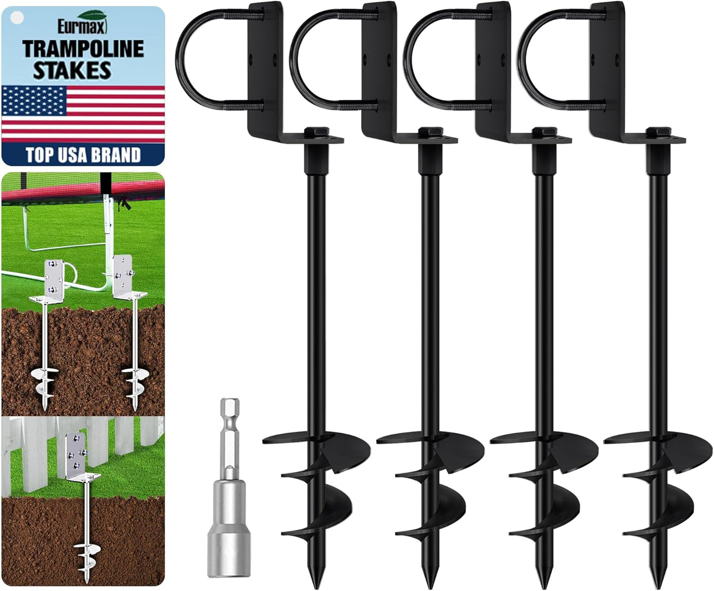 Eurmax Ground Anchors Heavy Duty Adjustable L-Shaped Head Stakes