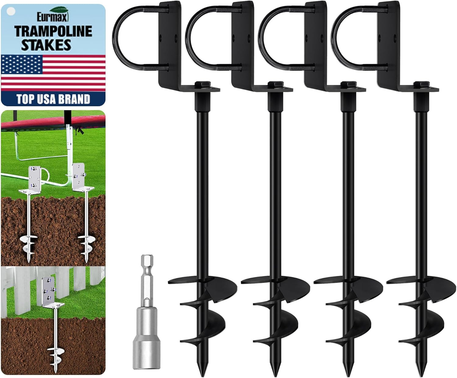 Eurmax Ground Anchors Heavy Duty Adjustable L-Shaped Head Stakes