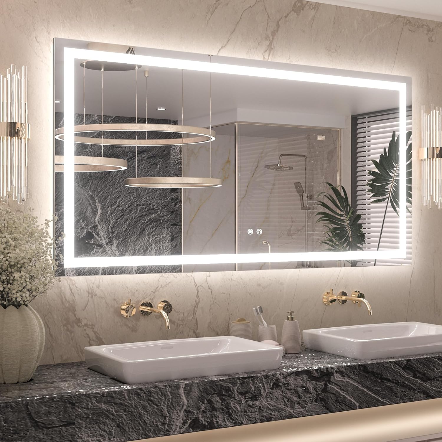 Keonjinn LED Bathroom Mirror 55 x 30 with Frontlit & Backlit