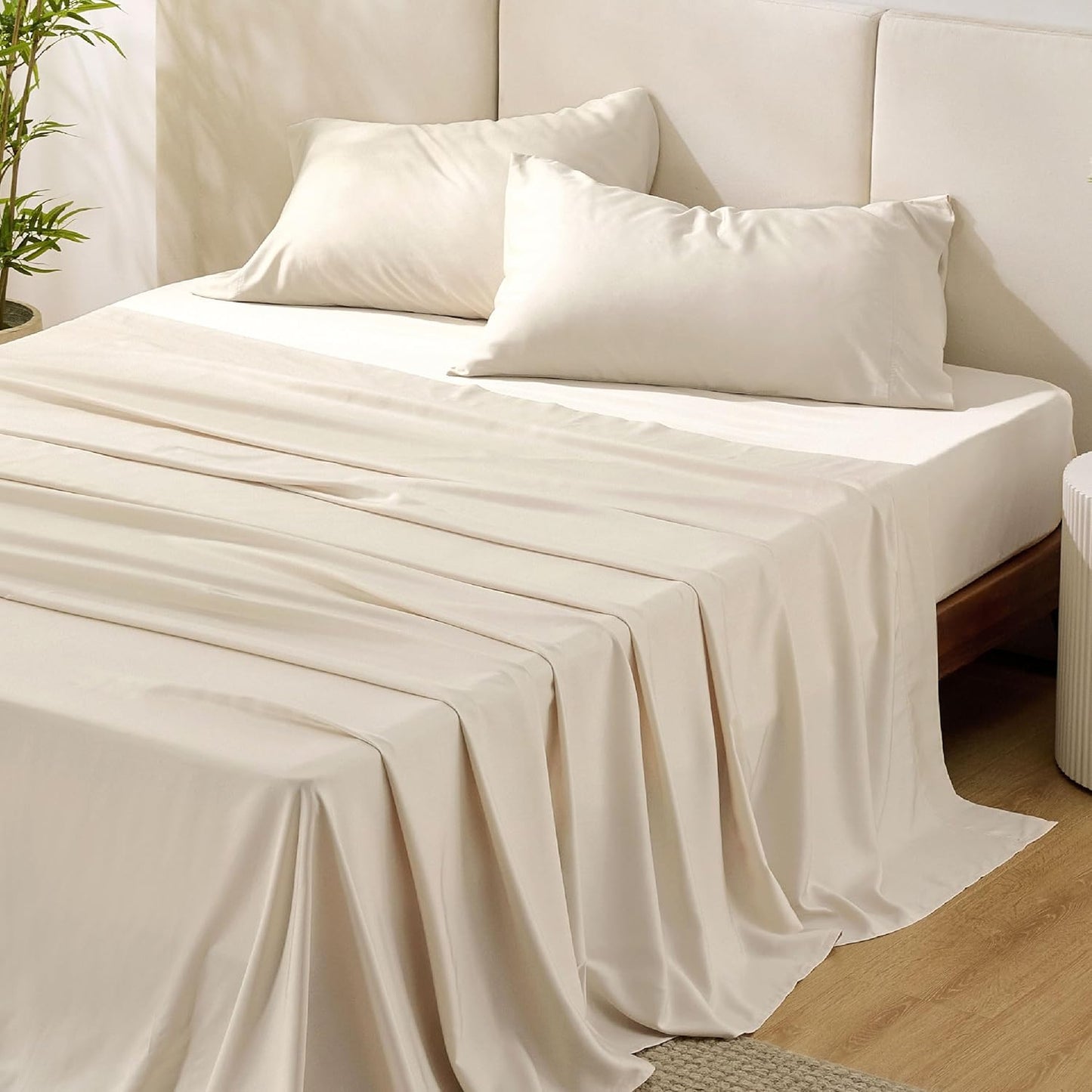 Cooling Queen Sheet Set for Hot Sleepers, Soft Bamboo Sheets