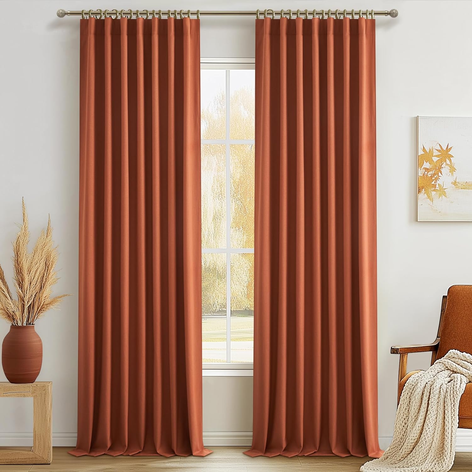 Fall Burnt Orange Blackout Curtains for Cozy Autumn Decor